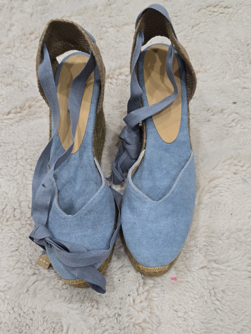 Castaner Light Blue Espadrille Wedge Tie-Sandal